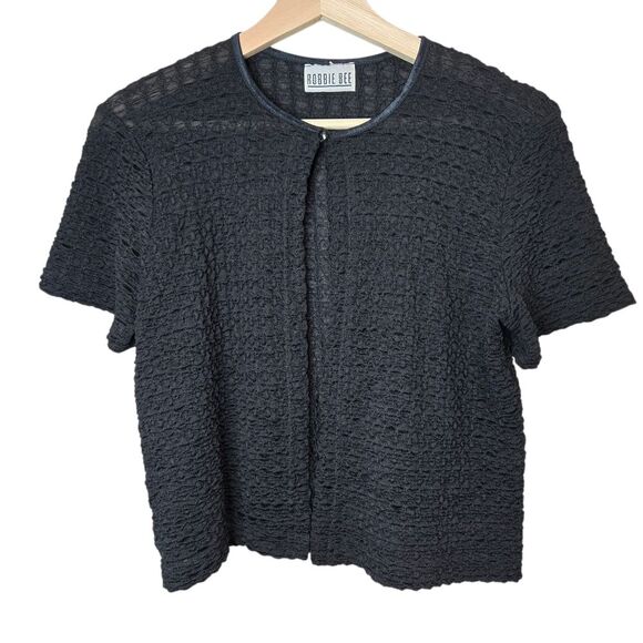 Robbie Bee Black Textured Knit Top No Size Tag - Picture 1 of 3